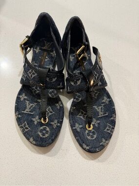 Louis Vuitton Monogram Denim Thong Sandals